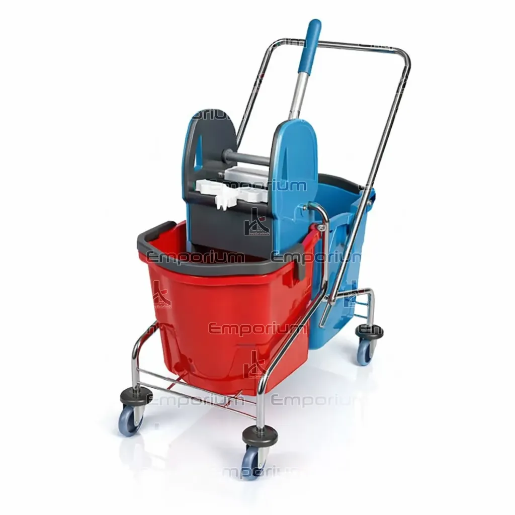 [eqp-cart-299] Chrome Double Bucket Mopping Set